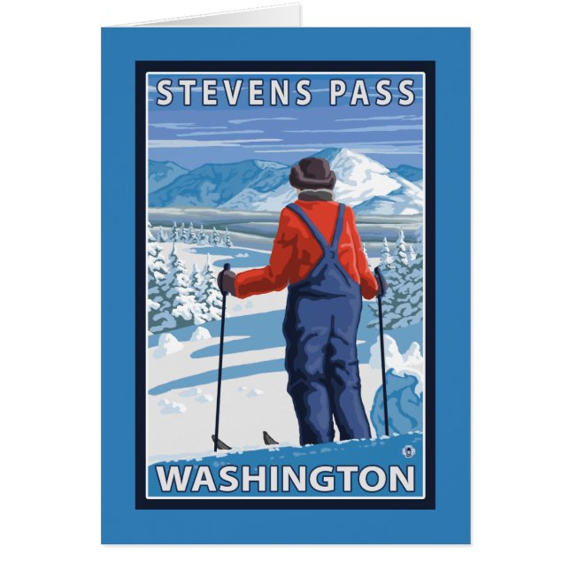 Skier Admiring - Stevens Pass, Washington Hälsningskort (Framsidan)