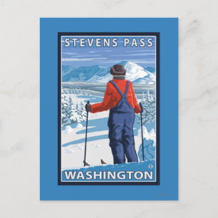Skier Admiring - Stevens Pass, Washington Vykort
