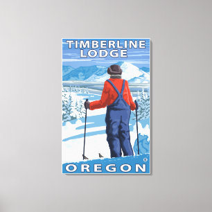 Skier Admiring - Timberline Lodge, Oregon Canvastryck