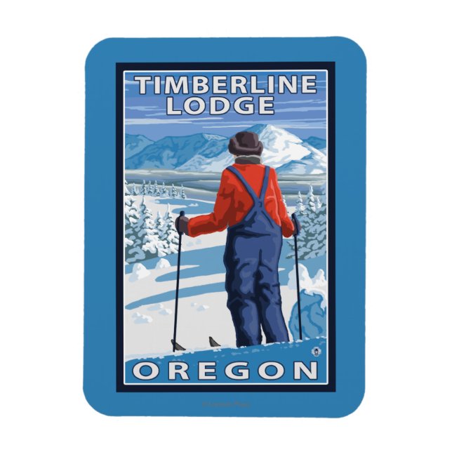 Skier Admiring - Timberline Lodge, Oregon Magnet (Vertikal)