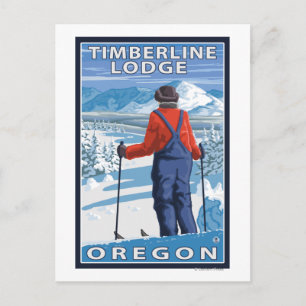 Skier Admiring - Timberline Lodge, Oregon Vykort