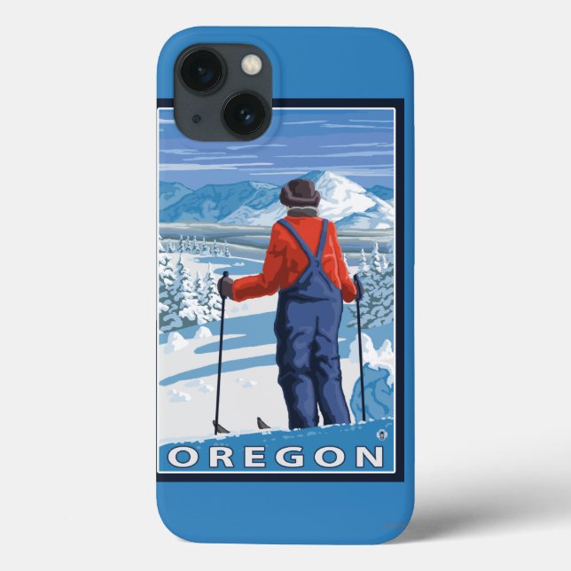 Skier Admiring - Vintage resor Poster (Baksida)