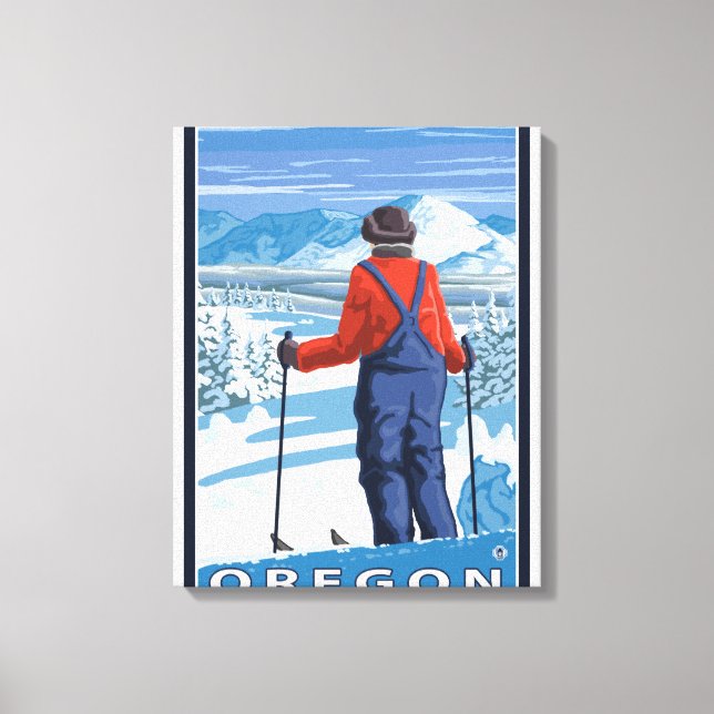 Skier Admiring - Vintage resor Poster Canvastryck (Framsida)