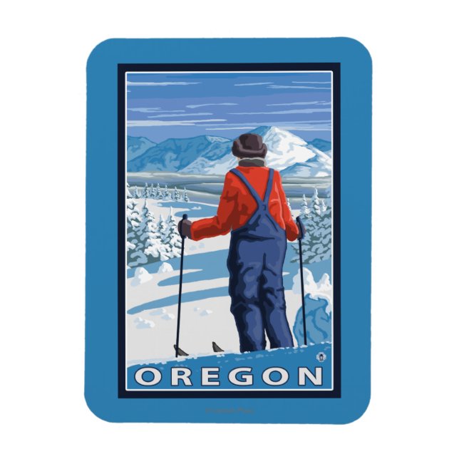 Skier Admiring - Vintage resor Poster Magnet (Vertikal)