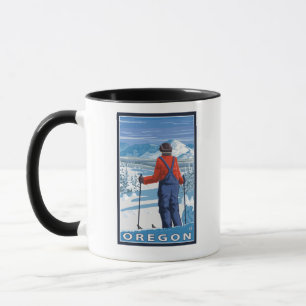 Skier Admiring - Vintage resor Poster Mugg