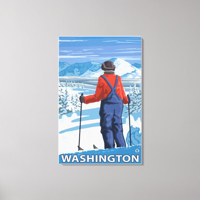 Skier Admiring - Washington Canvastryck (Framsida)