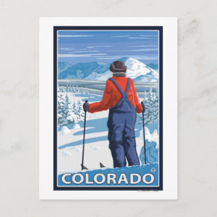 Skier AdmiringColorado Vykort