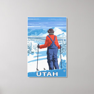 Skier AdmiringUtah Canvastryck