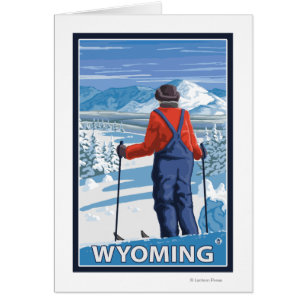 Skier AdmiringWyoming Hälsningskort