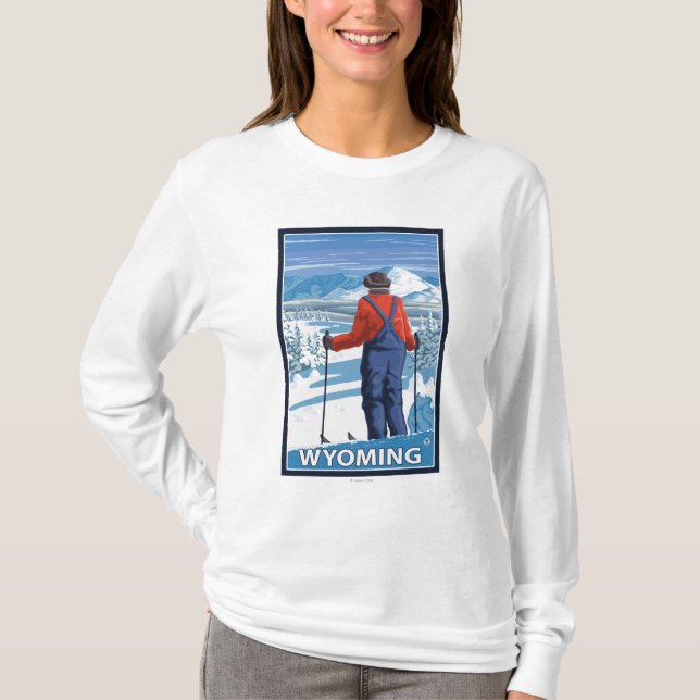 Skier AdmiringWyoming Tee (Framsida)