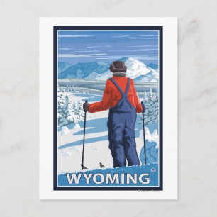 Skier AdmiringWyoming Vykort