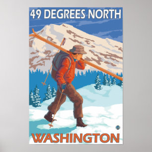 Skier Carriage Snö Skis - 49 grader North Poster