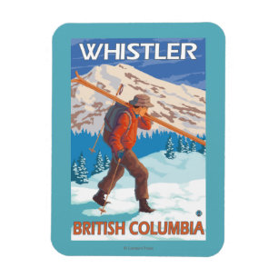 Skier Carrying Snö Skis - Whistler, BC Canada Magnet