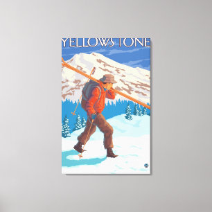 Skier Carrying Snö Skis - Yellowstone Nat'l Canvastryck