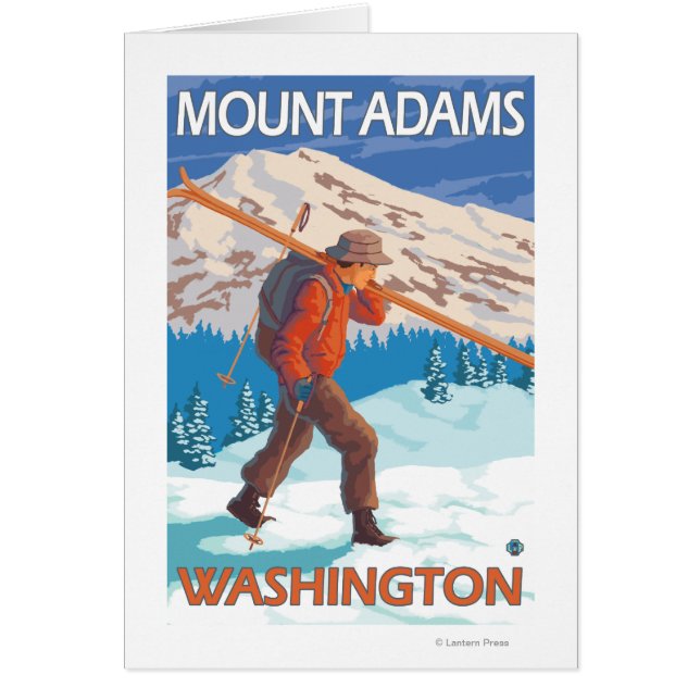 Skier Carshing Snö Skis - Mount Adams, WA Hälsningskort (Framsidan)