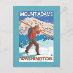 Skier Carshing Snö Skis - Mount Adams, WA Vykort