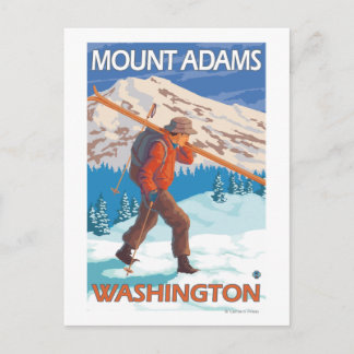 Skier Carshing Snö Skis - Mount Adams, WA Vykort