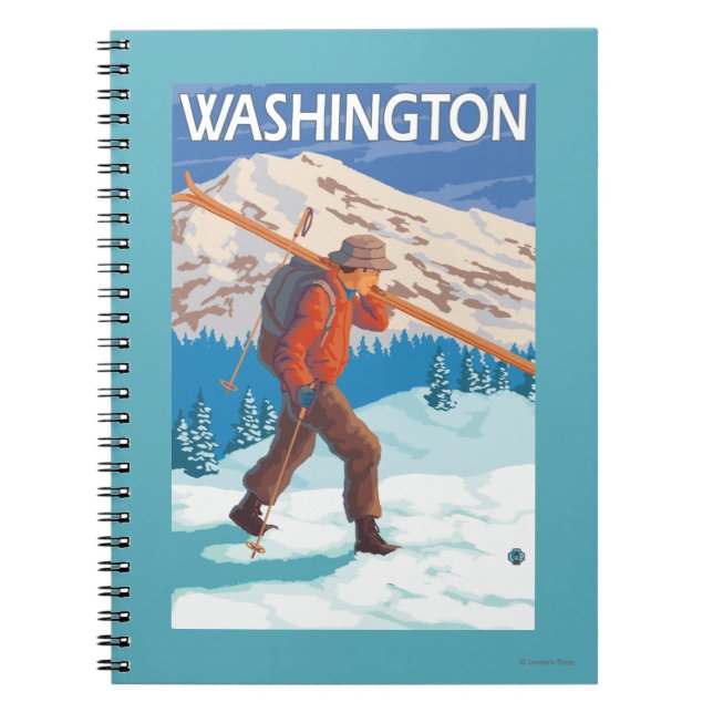 Skier Carshing Snö Skis - Washington Anteckningsbok Med Spiral (Framsidan)