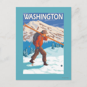 Skier Carshing Snö Skis - Washington Vykort