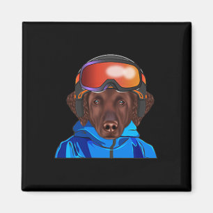 Skier Curly-jackat Retriever Snowboarding Pocket Magnet