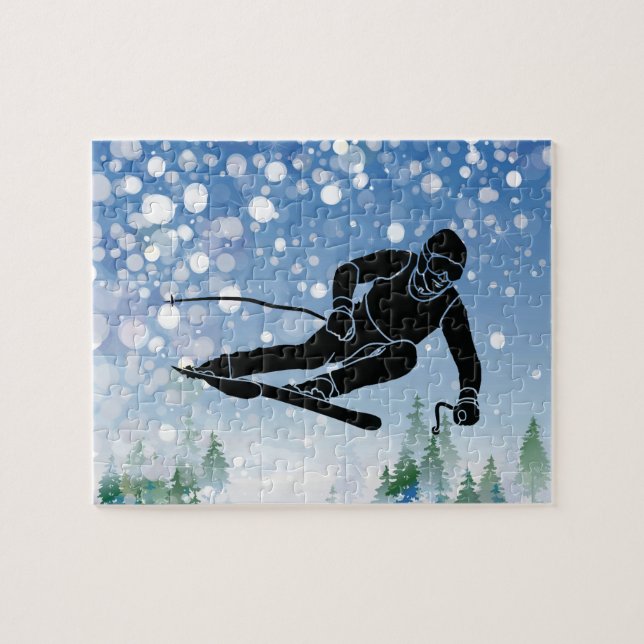 Skier Design Jigszle Puzzle Pussel (Horisontell)
