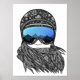 Skier-flickutskrift Poster
