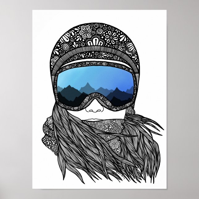 Skier-flickutskrift Poster (Framsidan)