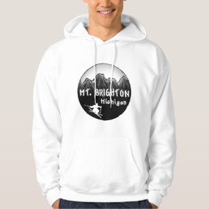 Skier för Mt. Brighton Michigan Tröja Med Luva