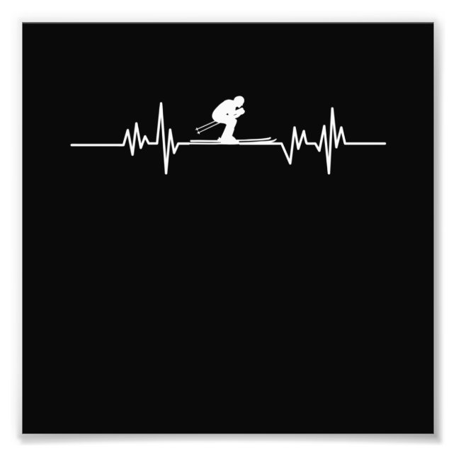 Skier Heartslag Skiing Ski Snowboard Winter Sports Fototryck (Framsidan)