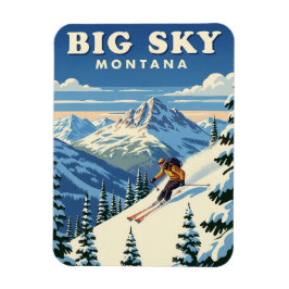 Skier i Big Himmel Montana Travel Magnet