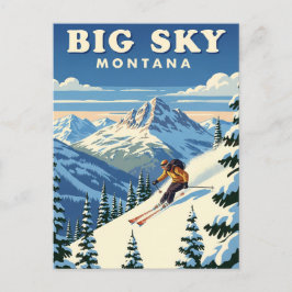 Skier i Big Himmel Montana Travel Vykort