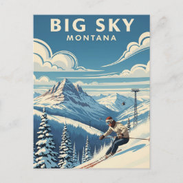 Skier i Big Himmel Montana Travel Vykort