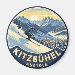 Skier i Kitzbuhel Austria Magnet