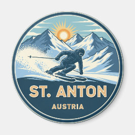 Skier i St. Anton Austria Magnet