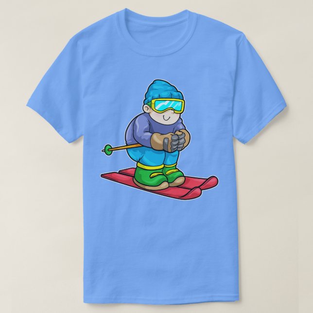 Skier med Skis Ski-pole T Shirt (Design framsida)