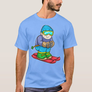 Skier med Skis Ski-pole T Shirt