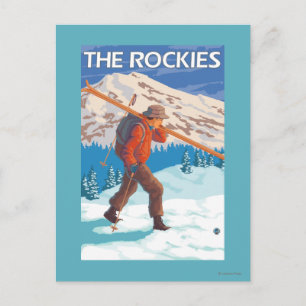 Skier med Snö-skal - Rockies Vykort