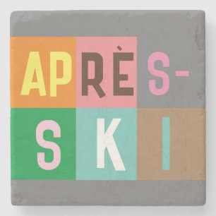Skier Retro Après Ski Färg Blocks Stenunderlägg