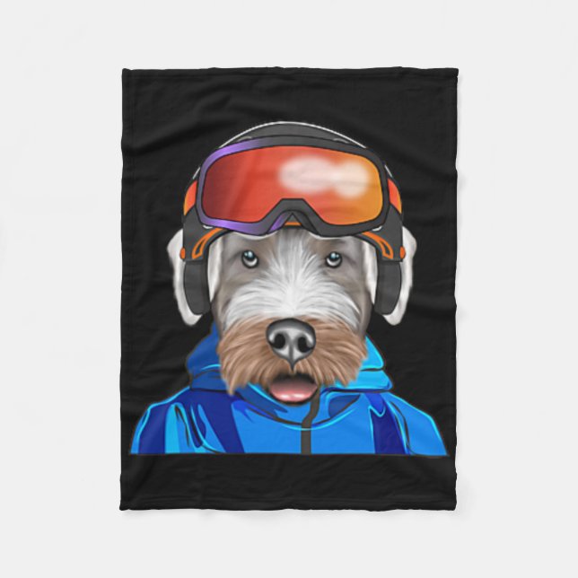 Skier Sealyham Terrier Snowboarding Pocket Fleecefilt (Framsidan)