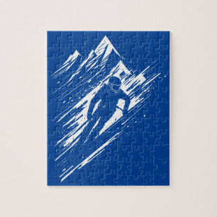 Skier Silhouette Graphic Art Pussel