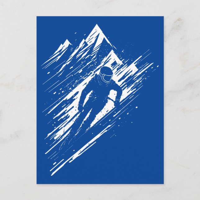Skier Silhouette Graphic Art Vykort (Framsida)