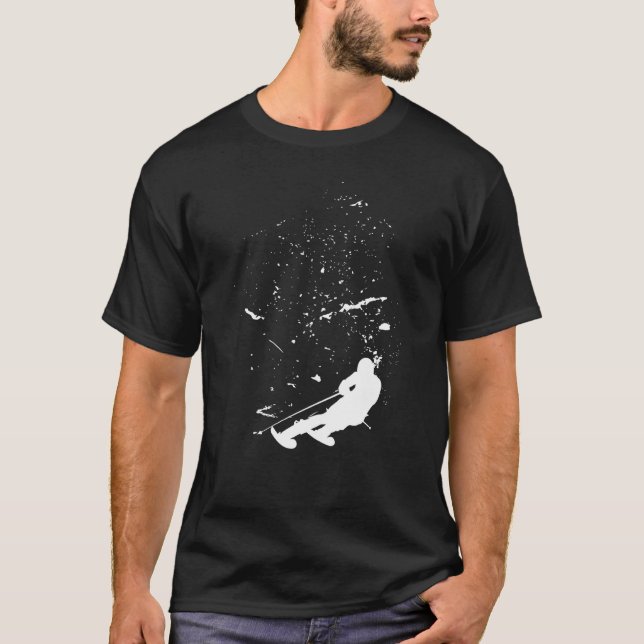 Skier Skiing Ski Fläkt Snö Mountain Winter T Shirt (Framsida)