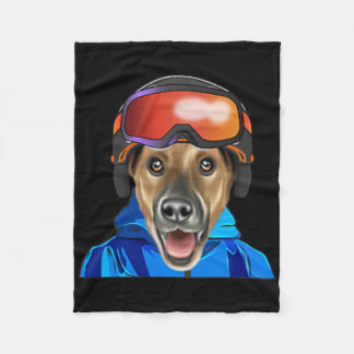 Skier Smooth Fox Terrier Snowboarding Pocket Fleecefilt