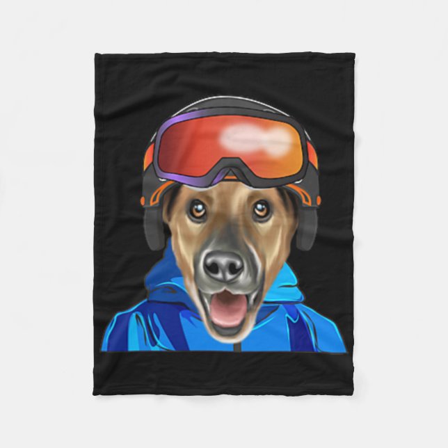 Skier Smooth Fox Terrier Snowboarding Pocket Fleecefilt (Framsidan)