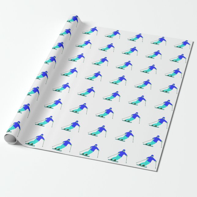 Skier Snö Skiing Presentpapper (Utrullad)