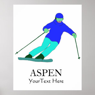 Skier Snö Skiing Ski Party Anpassningsbar Text Poster
