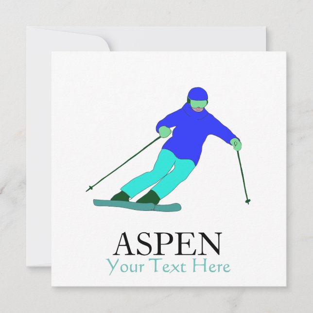 Skier Snö Skiing Ski Party Aspen Anpassningsbar Te Kort (Framsida)