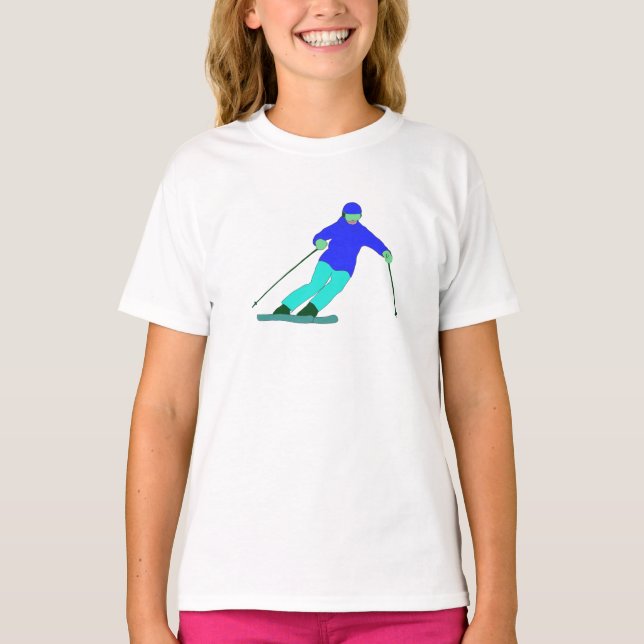 Skier Snö Skiing T Shirt (Framsida)