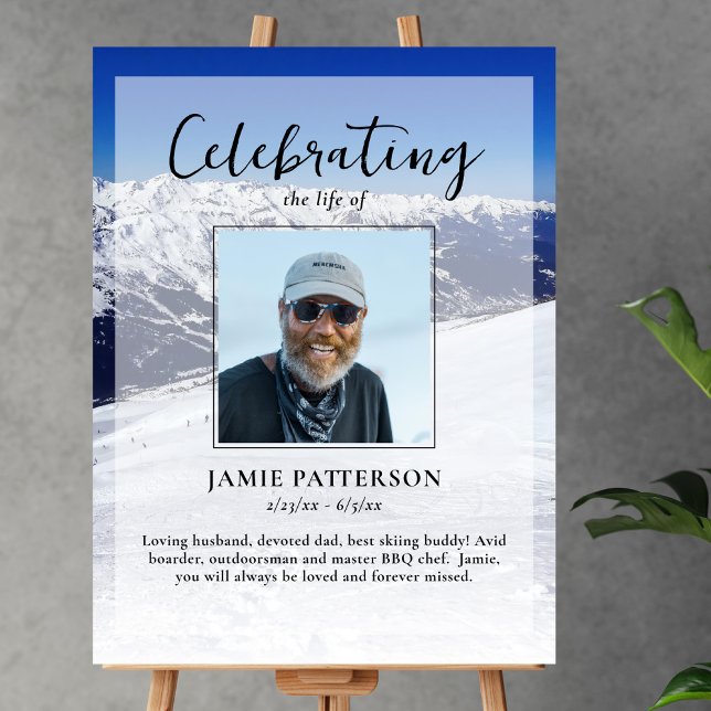 Skier Snowboarder Life Firande Photo Funeral Poster (Skapare uppladdad)