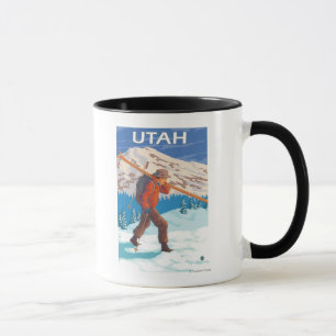 Skier som bär SkisUtah Mugg